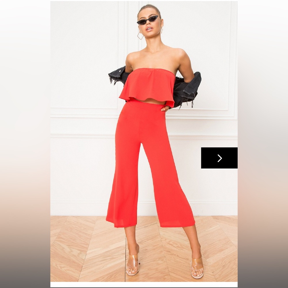 superdown Red Strapless Jumpsuit